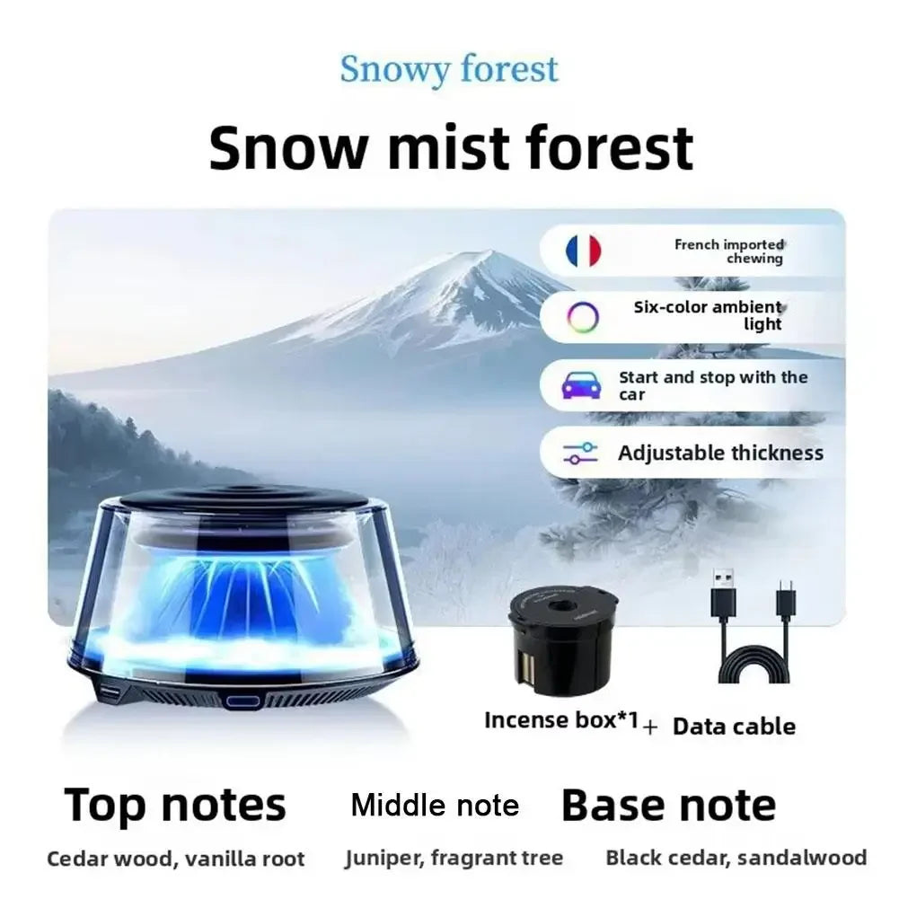 Snow Mountain Smart Car Fragrance Diffuser Rechargeable Air Air Car Diffuser Light RGB Auto With Mist Interior Cloud Freshe S2B0