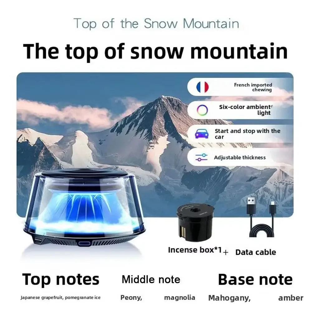 Snow Mountain Smart Car Fragrance Diffuser Rechargeable Air Air Car Diffuser Light RGB Auto With Mist Interior Cloud Freshe S2B0