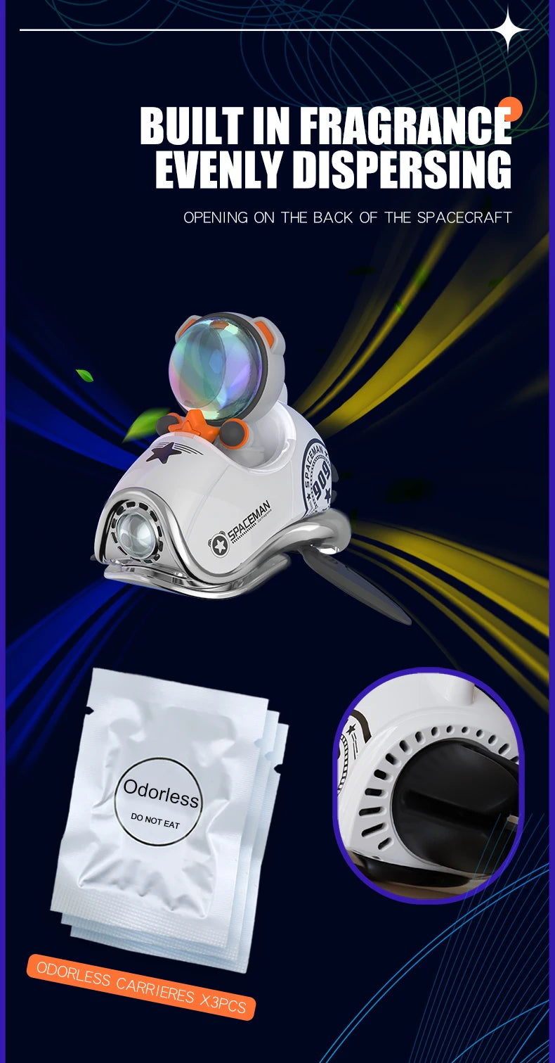 AutoXPrime™ Spaceman — Inertial Spinning Car Air Freshener | Spacecraft Design | Odorless Refills Included
