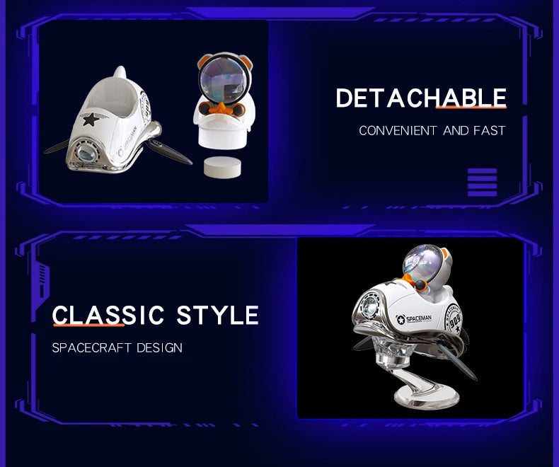 AutoXPrime™ Spaceman — Inertial Spinning Car Air Freshener | Spacecraft Design | Odorless Refills Included