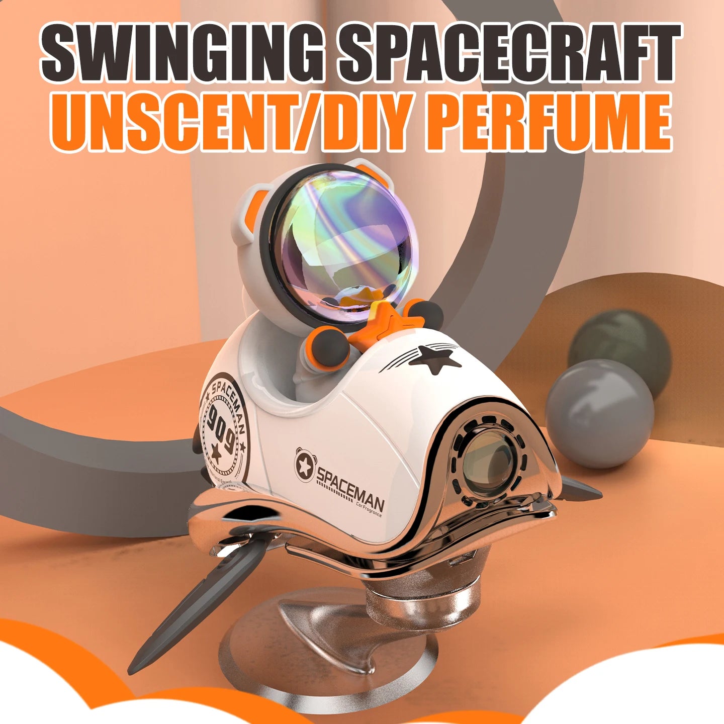 AutoXPrime™ Spaceman — Inertial Spinning Car Air Freshener | Spacecraft Design | Odorless Refills Included