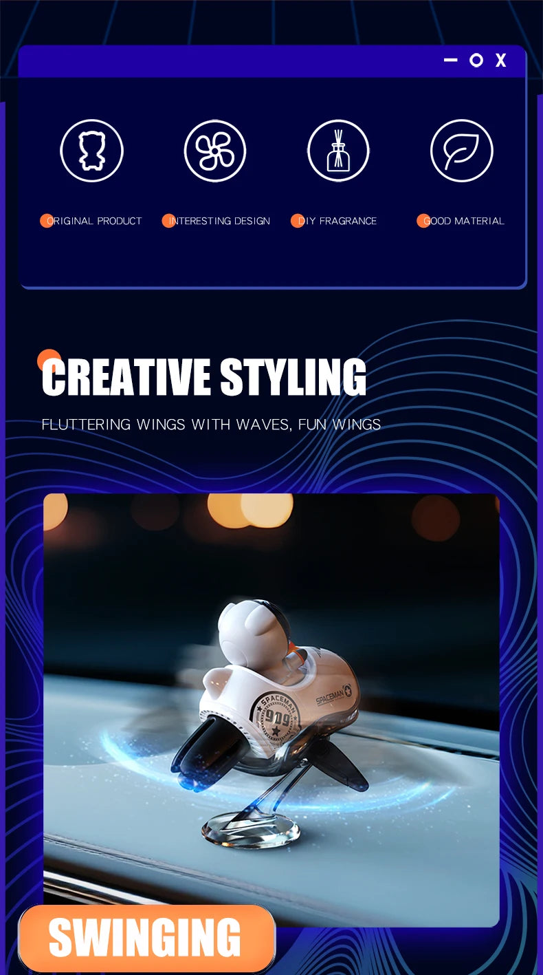 AutoXPrime™ Spaceman — Inertial Spinning Car Air Freshener | Spacecraft Design | Odorless Refills Included