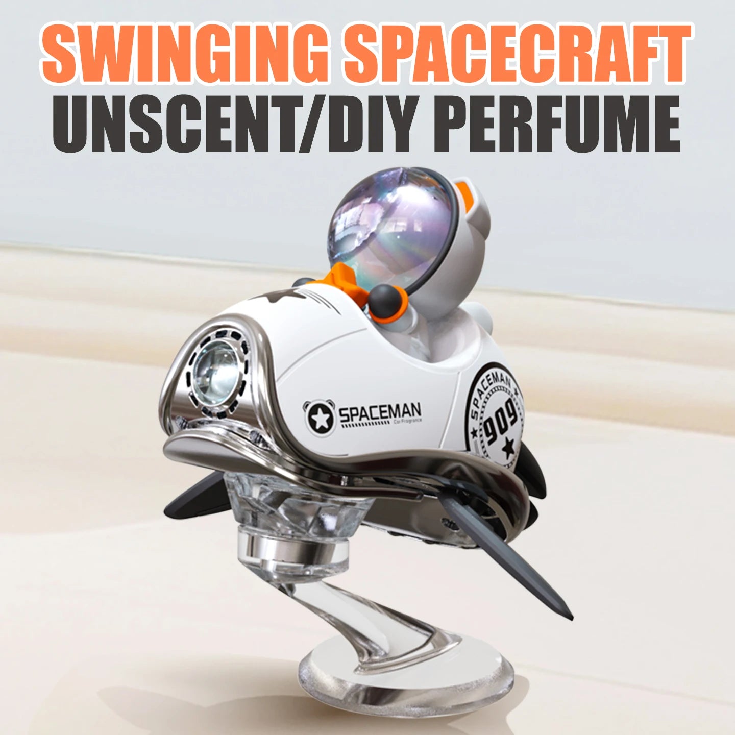 AutoXPrime™ Spaceman — Inertial Spinning Car Air Freshener | Spacecraft Design | Odorless Refills Included