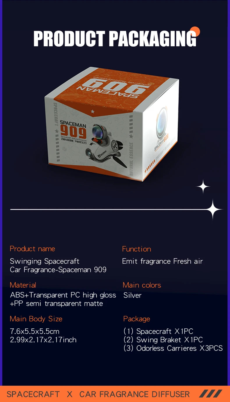 AutoXPrime™ Spaceman — Inertial Spinning Car Air Freshener | Spacecraft Design | Odorless Refills Included