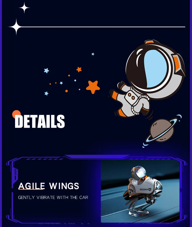 AutoXPrime™ Spaceman — Inertial Spinning Car Air Freshener | Spacecraft Design | Odorless Refills Included